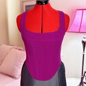 Olivaceous Purple and Tan Corset Top
